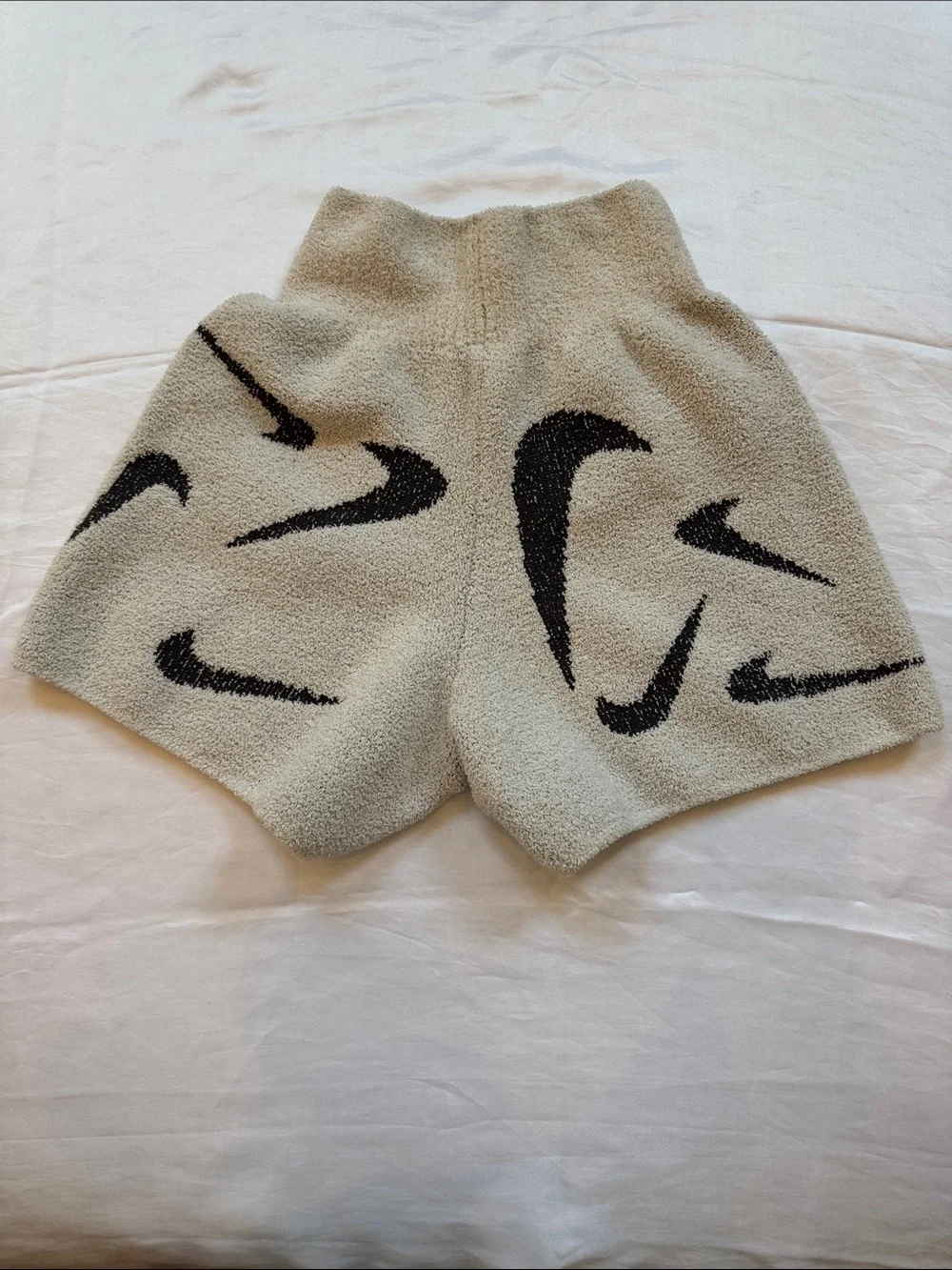 Nike Cream Terry Shorts with Black Swoosh Accents women’s size small/medium